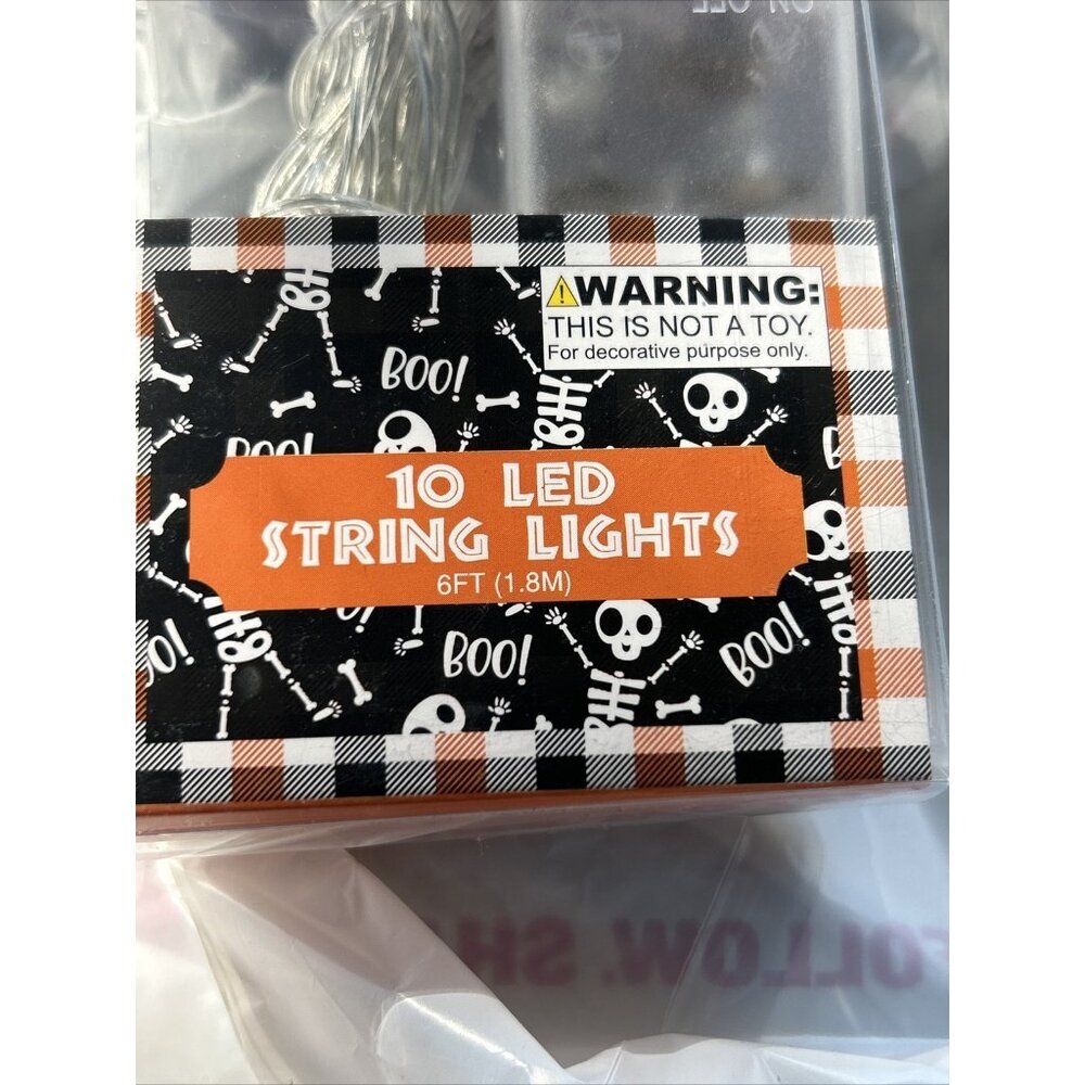 Halloween 10 Led Purple Bat String Lights Black Wire 6 Feet Battery Operated New - Picture 5 of 16